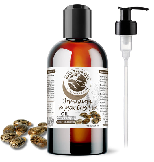 Black Castor Oil: Pure, Cold-Pressed, Ideal for Hair and Scalp Health - Bella Terra Oils