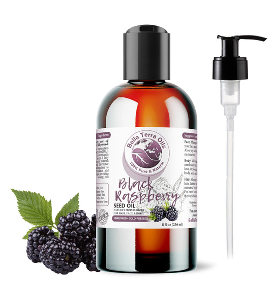 Black Raspberry Seed Oil: Cold-Pressed, Pure, For Skin and Hair Nourishment - Bella Terra Oils