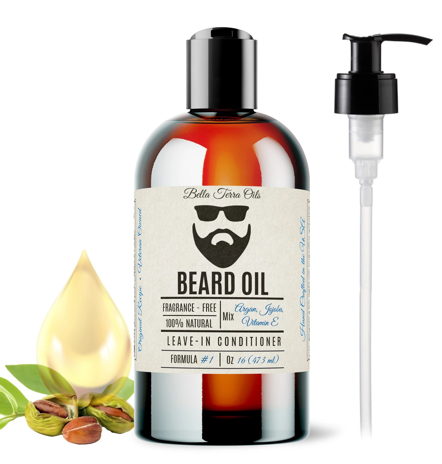 Beard Oil: Premium Blend, Nourishes & Softens, Ideal for Facial Hair Care - Bella Terra Oils