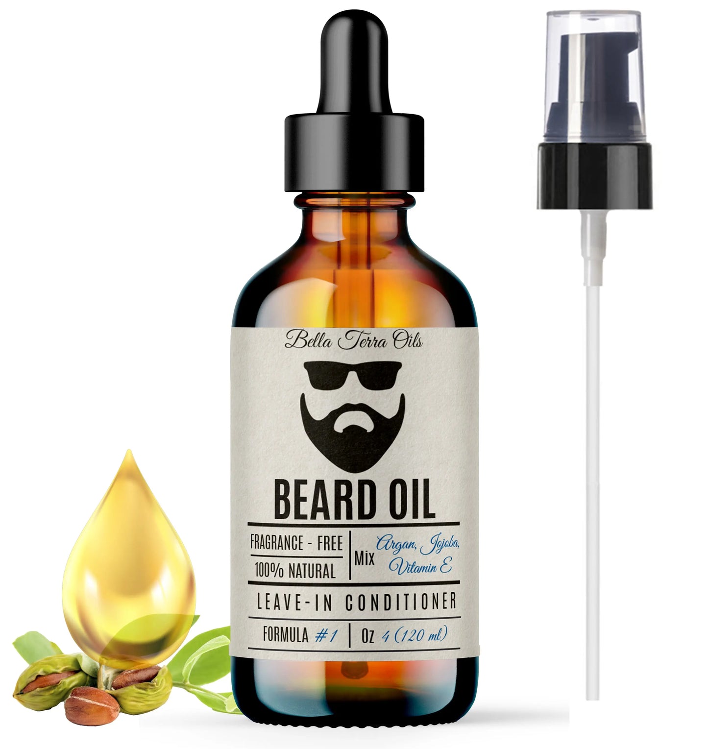 Beard Oil: Premium Blend, Nourishes & Softens, Ideal for Facial Hair Care - Bella Terra Oils