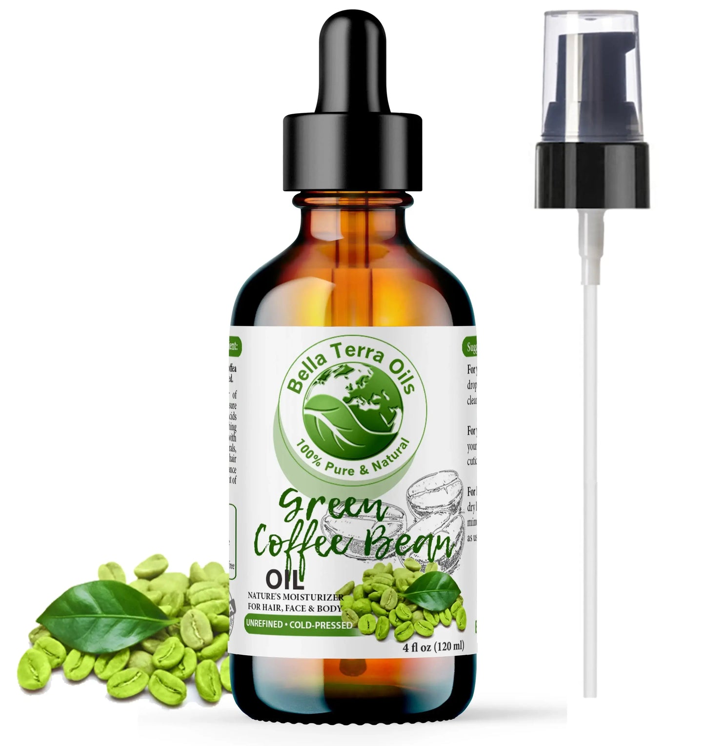 Green Coffee Bean Oil: Natural, Cold-Pressed, Ideal for Skin Rejuvenation - Bella Terra Oils