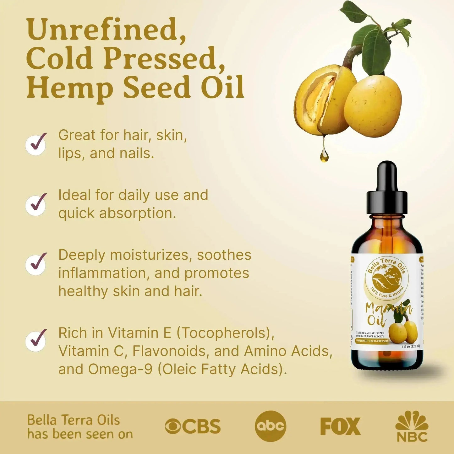 Marula Oil: Cold-Pressed, Pure, Luxurious for Skin, Hair, and Beauty Care - Bella Terra Oils