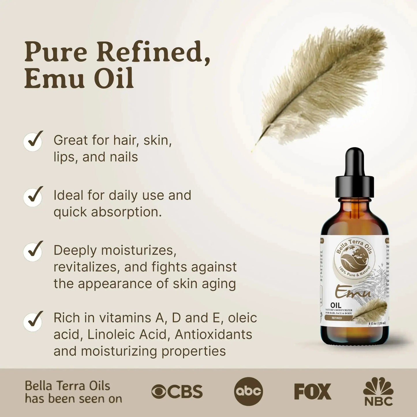 Emu Oil - 16oz | Premium Grade, Ultra-Moisturizing Oil for Skin, Hair & DIY Projects