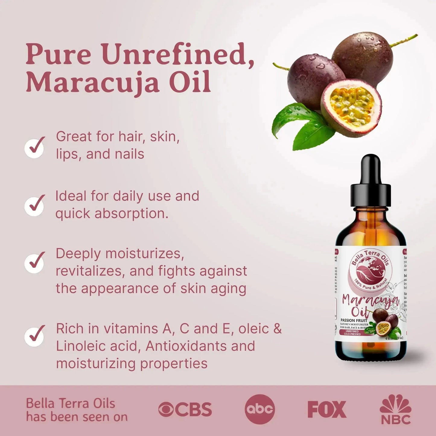 Maracuja Oil - 16oz | Premium Grade, Cold-Pressed Passion Fruit Oil for Skin, Hair & DIY Projects