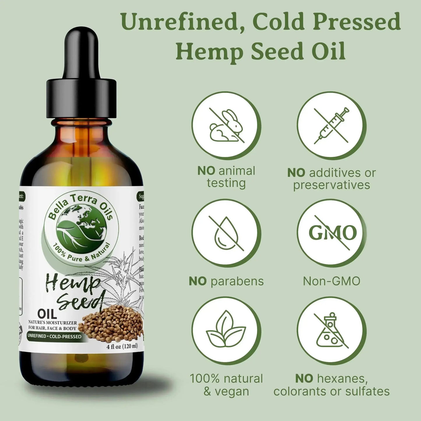 Hemp Seed Oil - 4oz | Cold-Pressed Oil for Skincare, Haircare & DIY Projects