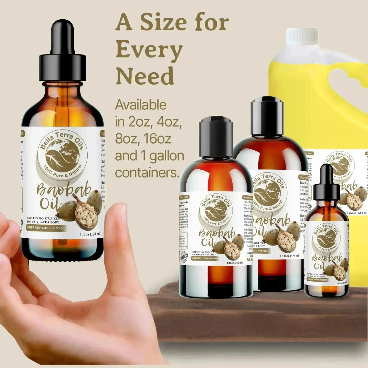 Baobab Oil: Cold-Pressed, Pure, Extracted from African Baobab Seeds - Bella Terra Oils