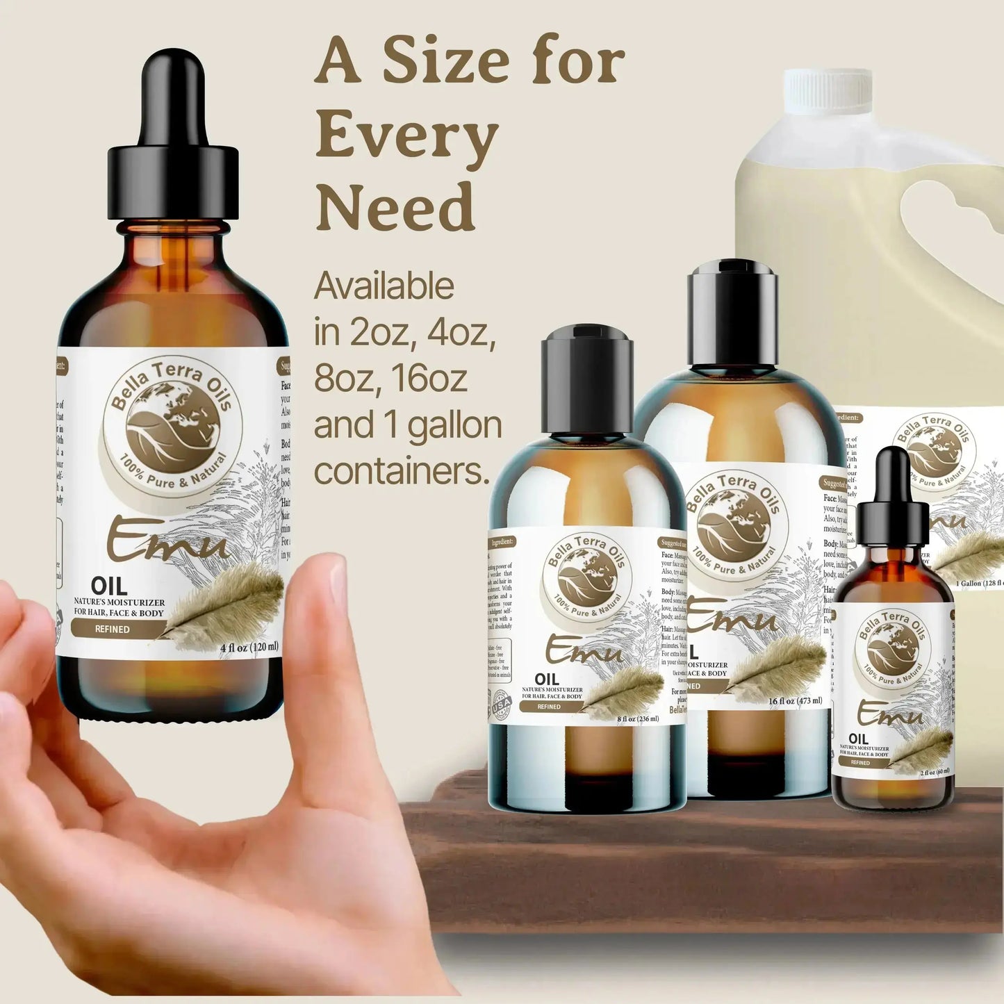 Emu Oil - 16oz | Premium Grade, Ultra-Moisturizing Oil for Skin, Hair & DIY Projects