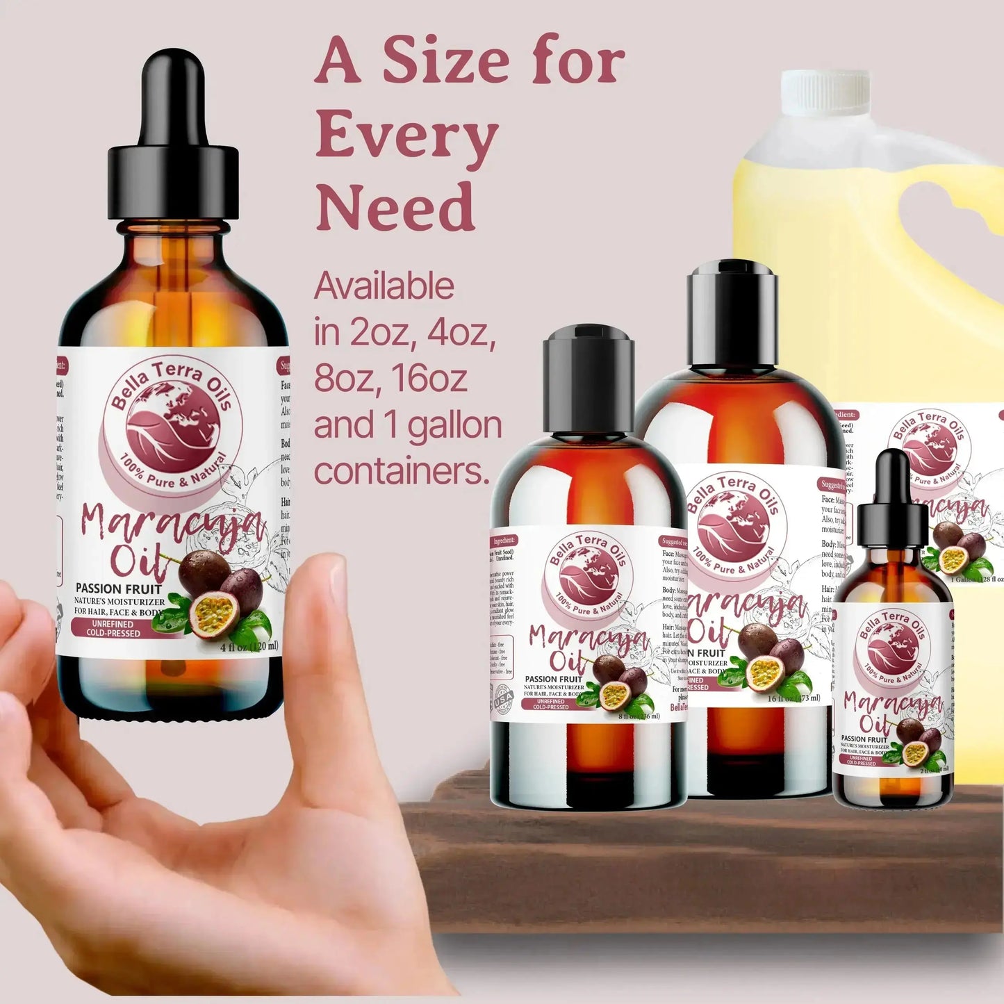 Maracuja Oil - 16oz | Premium Grade, Cold-Pressed Passion Fruit Oil for Skin, Hair & DIY Projects