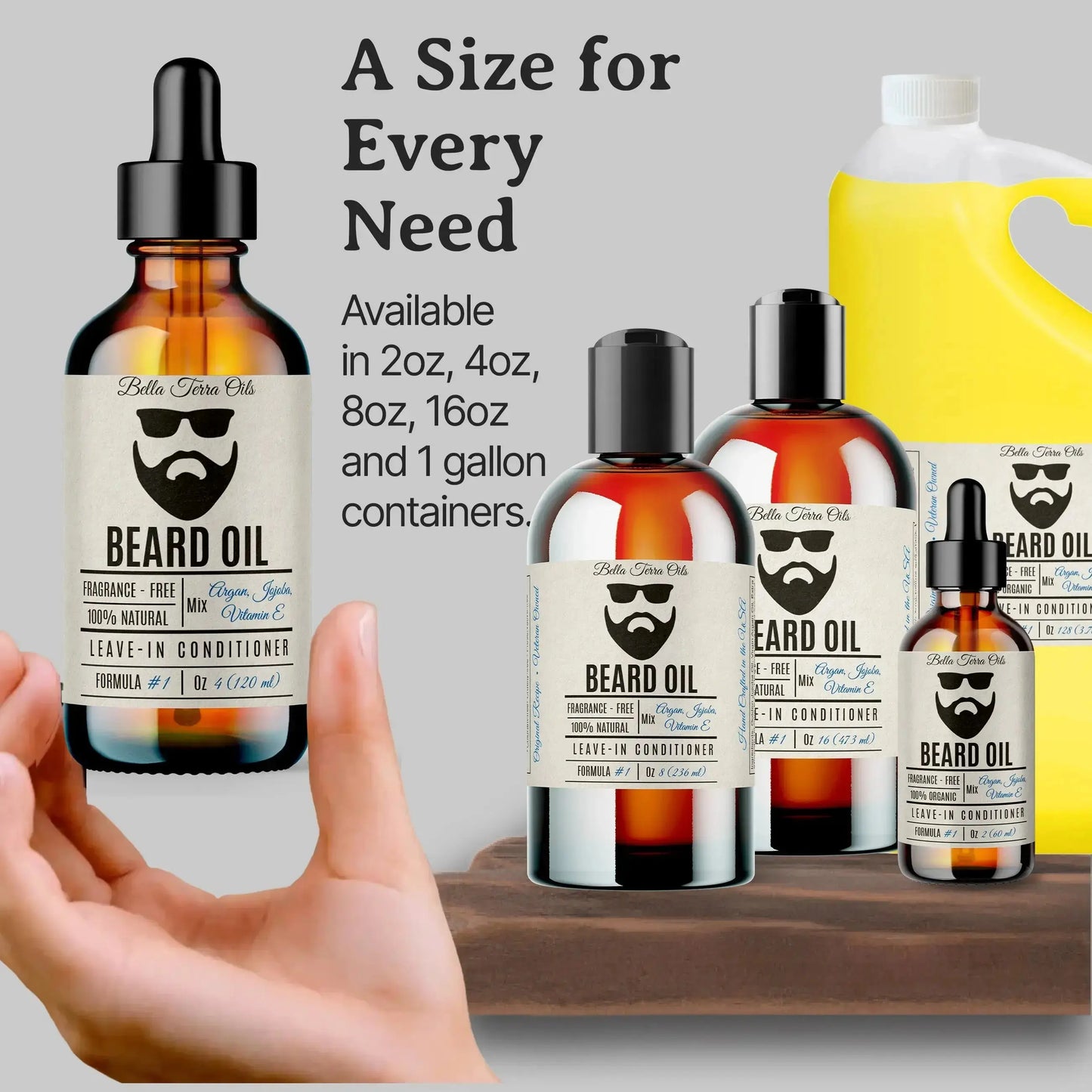 Beard Oil: Premium Blend, Nourishes & Softens, Ideal for Facial Hair Care - Bella Terra Oils