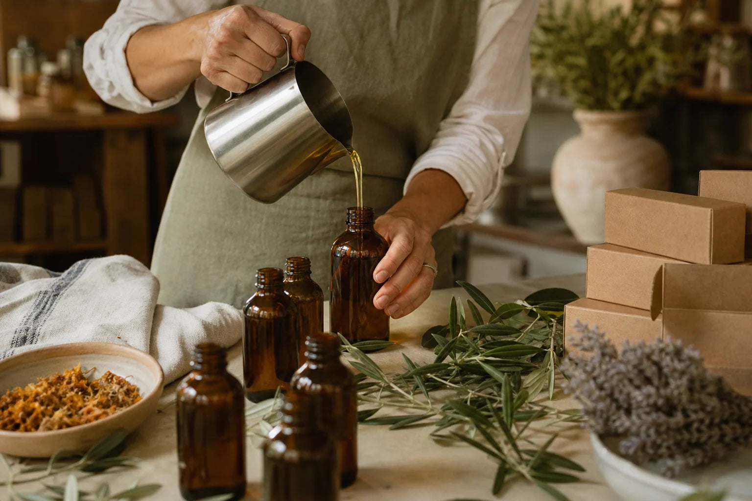 Bella Terra Oils products being carefully prepared in Oregon