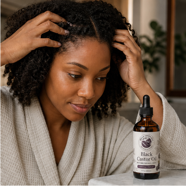 Black Castor Oil scalp · section by section ritual