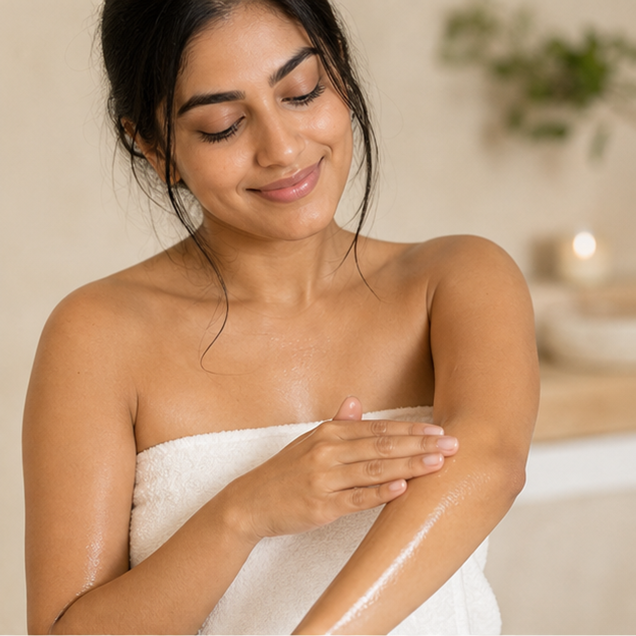 Fractionated Coconut Oil body · after bathing ritual