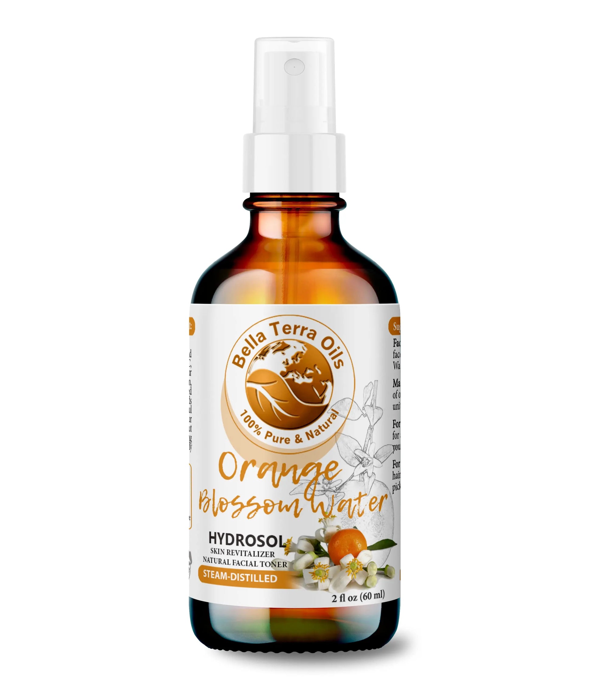 Bella Terra Oils Orange Blossom Water bottle on a white background