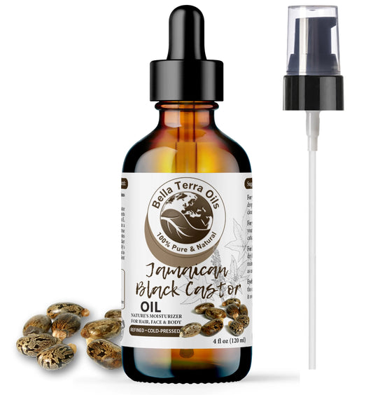 Black Castor Oil: Pure, Cold-Pressed, Ideal for Hair and Scalp Health - Bella Terra Oils