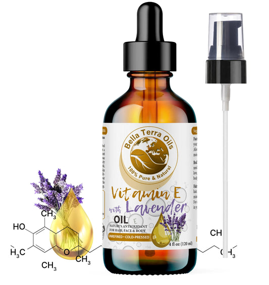 Vitamin E & Lavender Fusion: Nourishing Blend for Skin and Aromatherapy - Bella Terra Oils