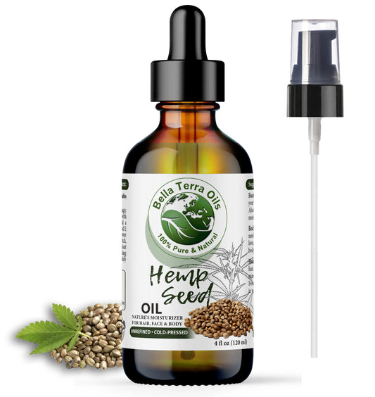 Hemp Seed Oil: Cold-Pressed, Natural, Perfect for Skin, Hair, Wellness - Bella Terra Oils