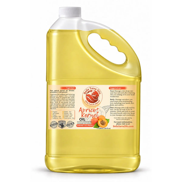 Natural Apricot Kernel Oil - Wholesale — 1 gallon (128 oz) bottle — Bella Terra Oils
