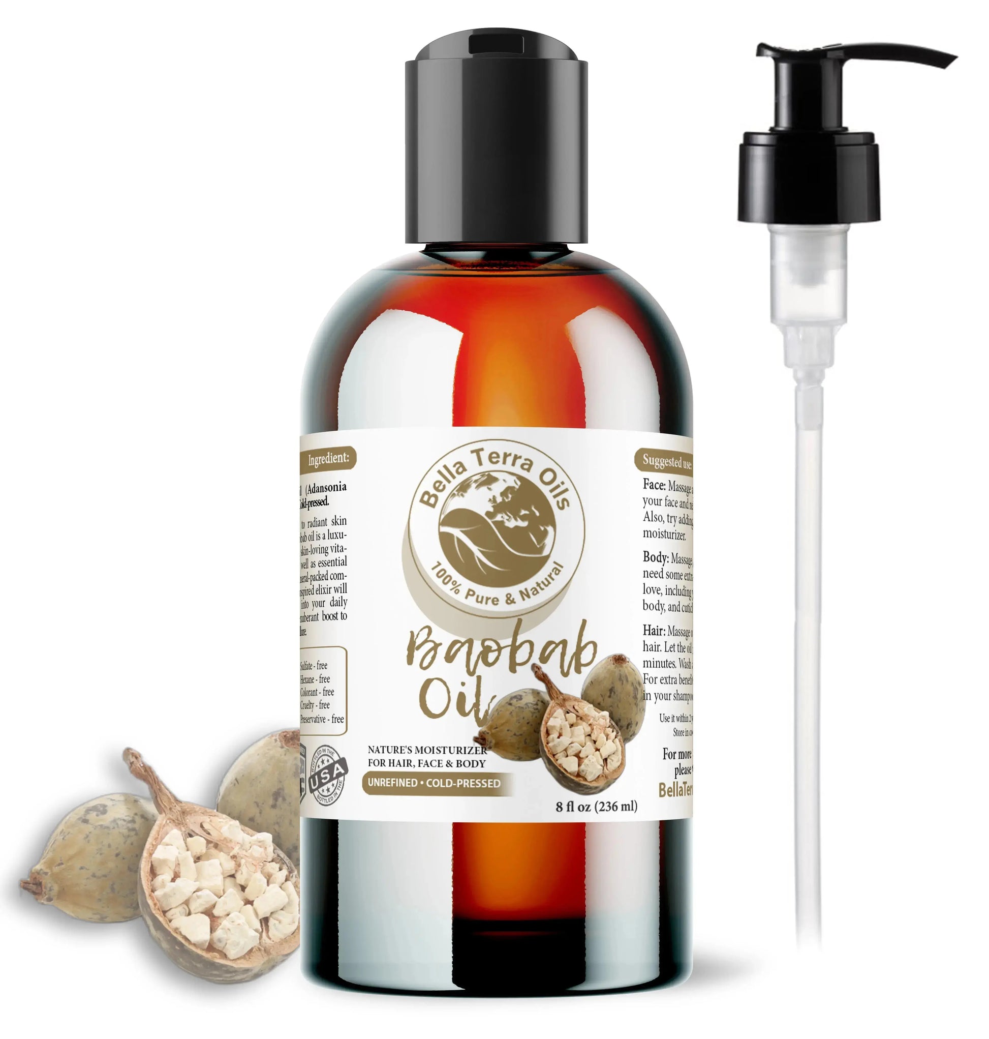 Baobab Oil: Cold-Pressed, Pure, Extracted from African Baobab Seeds - Bella Terra Oils