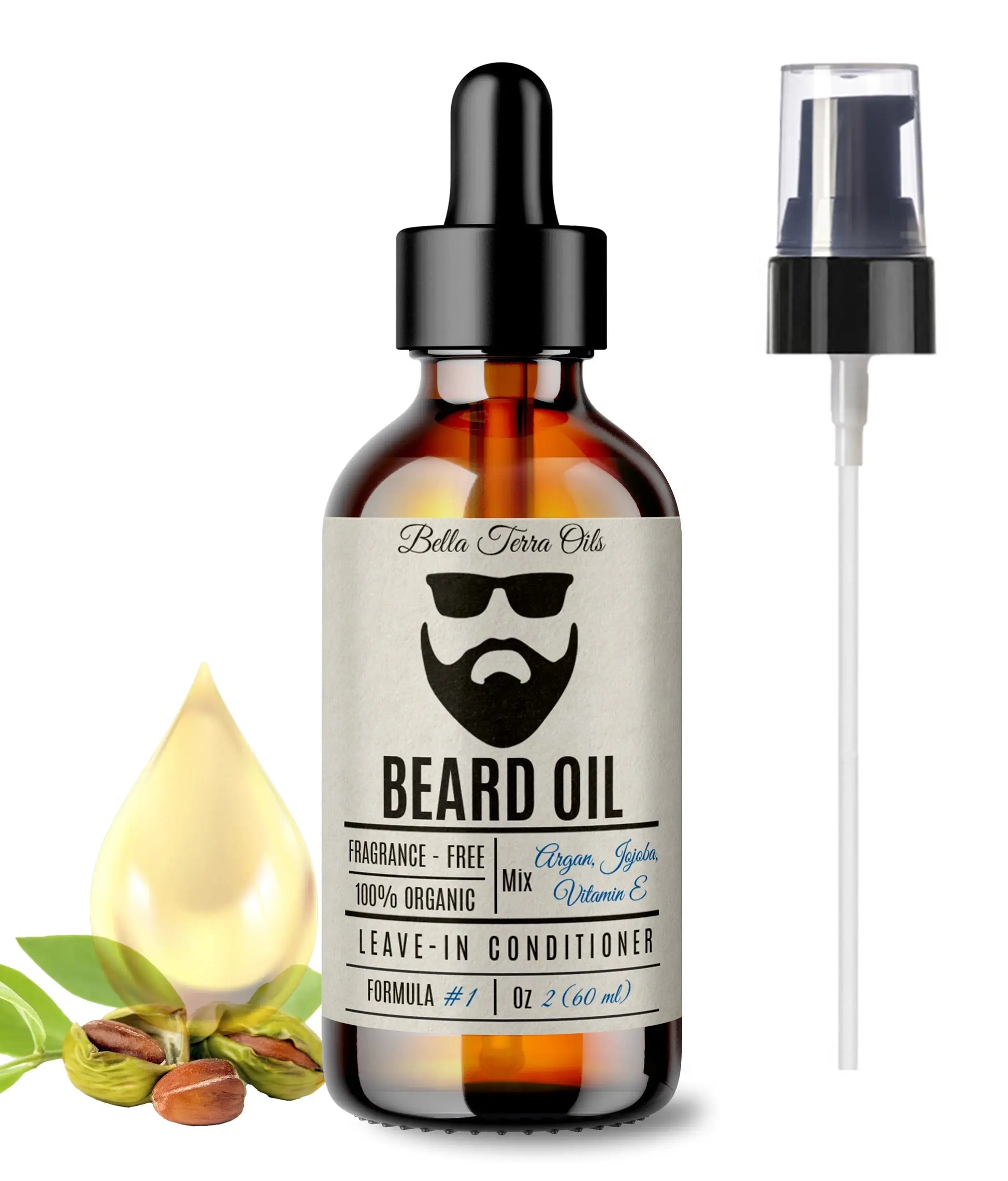 Beard Oil: Premium Blend, Nourishes & Softens, Ideal for Facial Hair Care - Bella Terra Oils