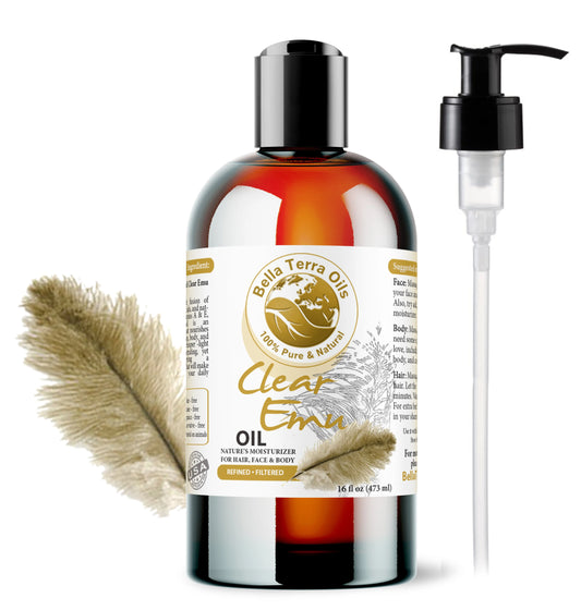 Clear Emu Oil: Pure, Refined, Multipurpose for Skin and Hair Hydration - Bella Terra Oils