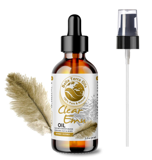 Clear Emu Oil: Pure, Refined, Multipurpose for Skin and Hair Hydration - Bella Terra Oils