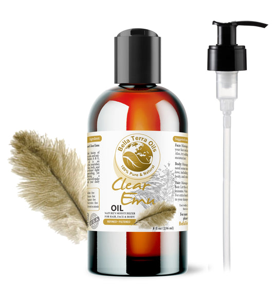 Clear Emu Oil: Pure, Refined, Multipurpose for Skin and Hair Hydration - Bella Terra Oils