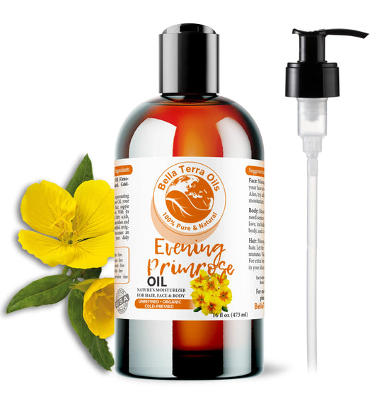 Evening Primrose Oil: Cold-Pressed, Pure, Ideal for Skin and Health - Bella Terra Oils
