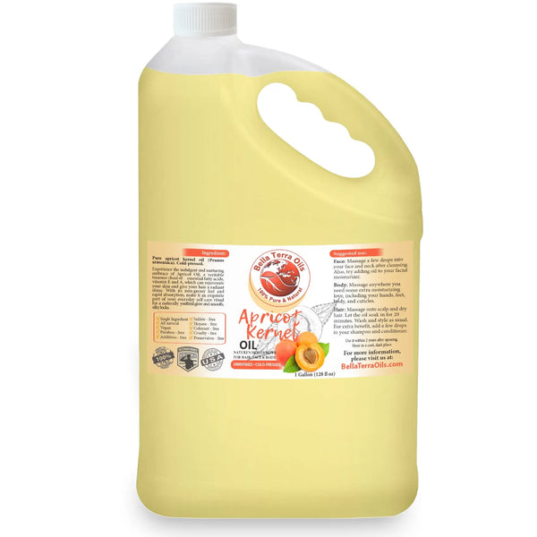 Natural Apricot Kernel Oil - Wholesale — 1 gallon (128 oz) bottle — Bella Terra Oils