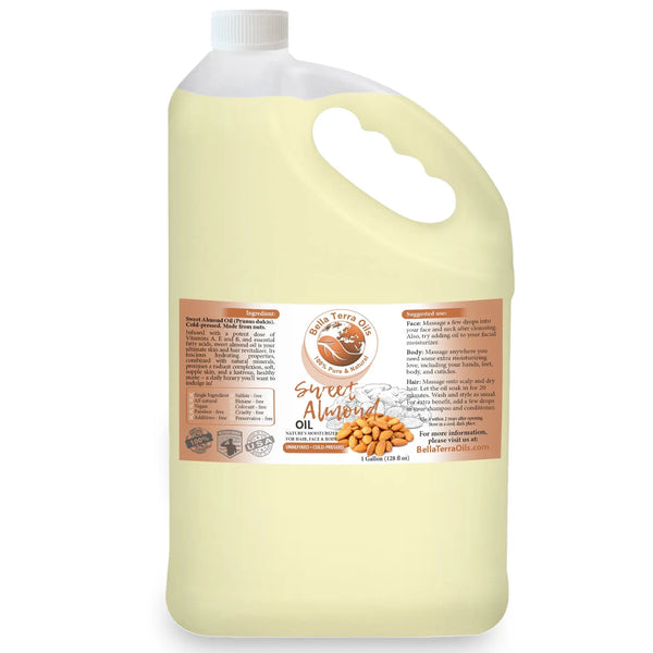 Natural Sweet Almond Oil - Wholesale — 1 gallon (128 oz) bottle — Bella Terra Oils