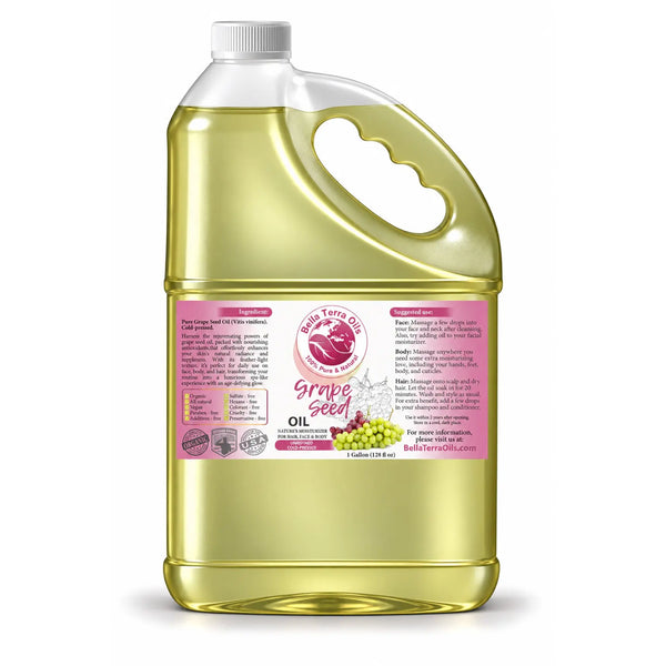 Natural Grape Seed Oil - Wholesale — 1 gallon (128 oz) bottle — Bella Terra Oils