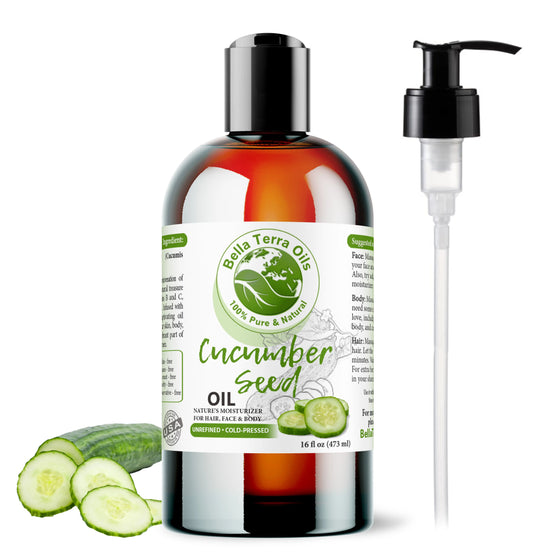 Cucumber Seed Oil: Cold-Pressed, Pure, Ideal for Skin Hydration & Care - Bella Terra Oils