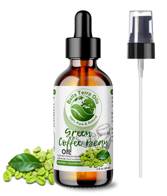 Pure Green Coffee Bean Oil - 2oz | Premium Cold-Pressed Oil for Skin & Hair Rejuvenation