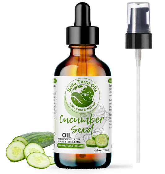 Cucumber Seed Oil: Cold-Pressed, Pure, Ideal for Skin Hydration & Care - Bella Terra Oils