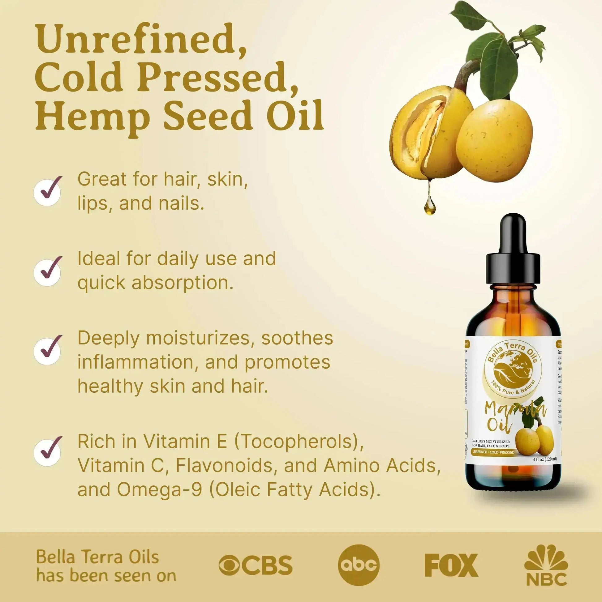 Marula Oil: Cold-Pressed, Pure, Luxurious for Skin, Hair, and Beauty Care - Bella Terra Oils
