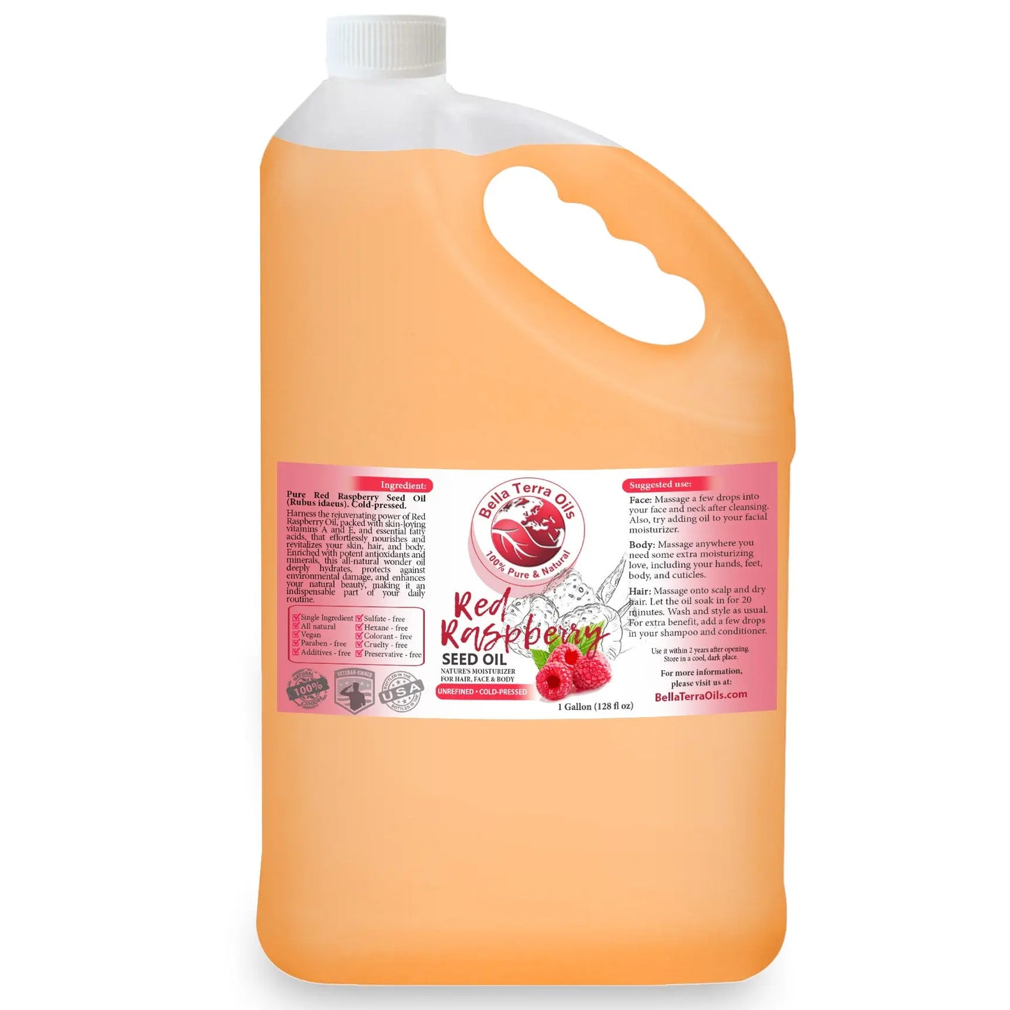Red Raspberry Seed Oil Gallon - 128oz | Wholesale Bulk Supply of Cold-Pressed Oil