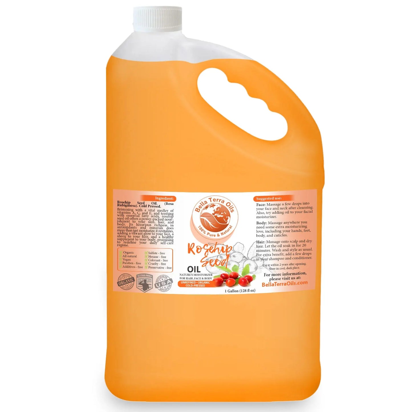 Organic Rosehip Seed Oil Gallon - 128oz