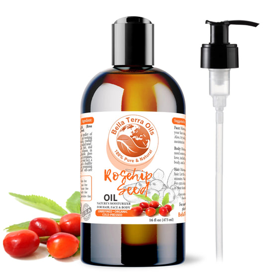 Rosehip Seed Oil: Cold-Pressed, Pure, Ideal for Skin Regeneration and Care - Bella Terra Oils