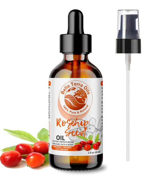 Rosehip Seed Oil: Cold-Pressed, Pure, Ideal for Skin Regeneration and Care - Bella Terra Oils