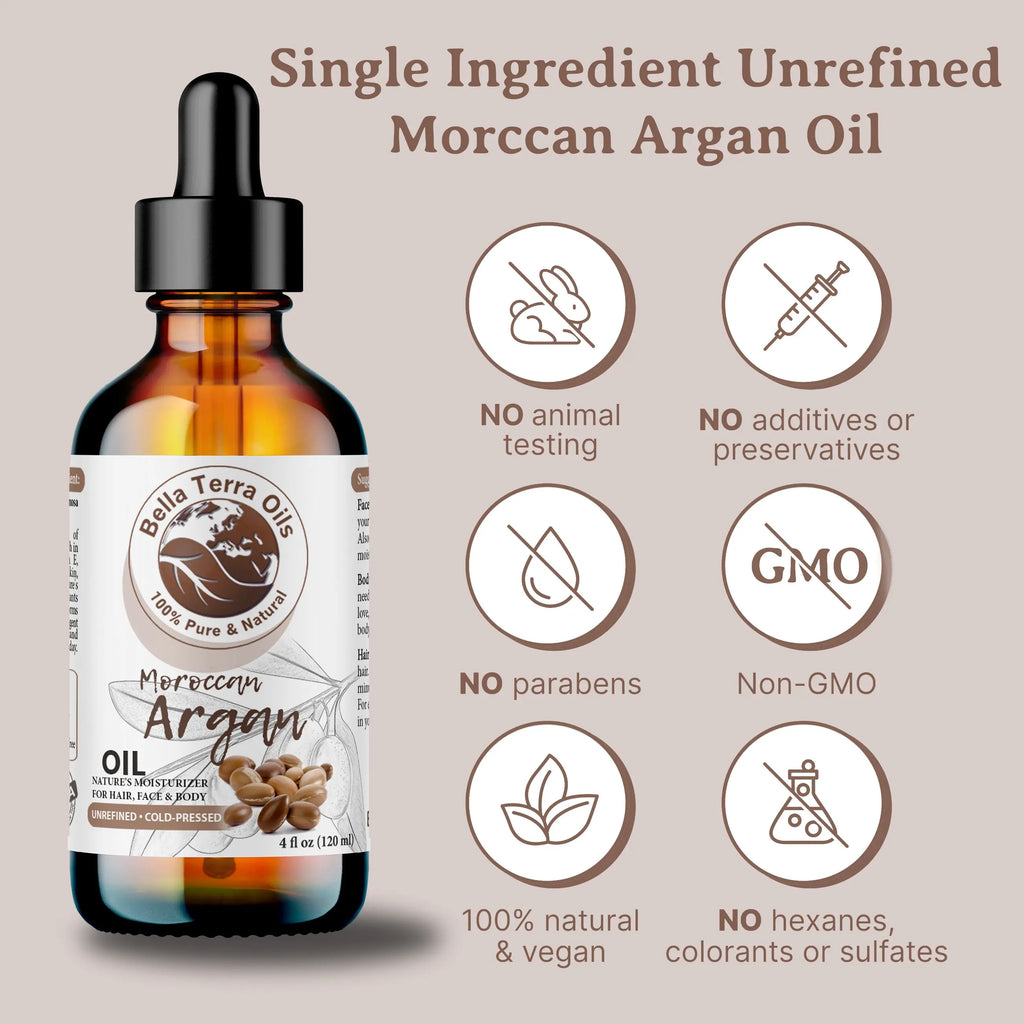 Argan Oil: Natural, Cold-Pressed, Sourced from Moroccan Argan Trees - Bella Terra Oils