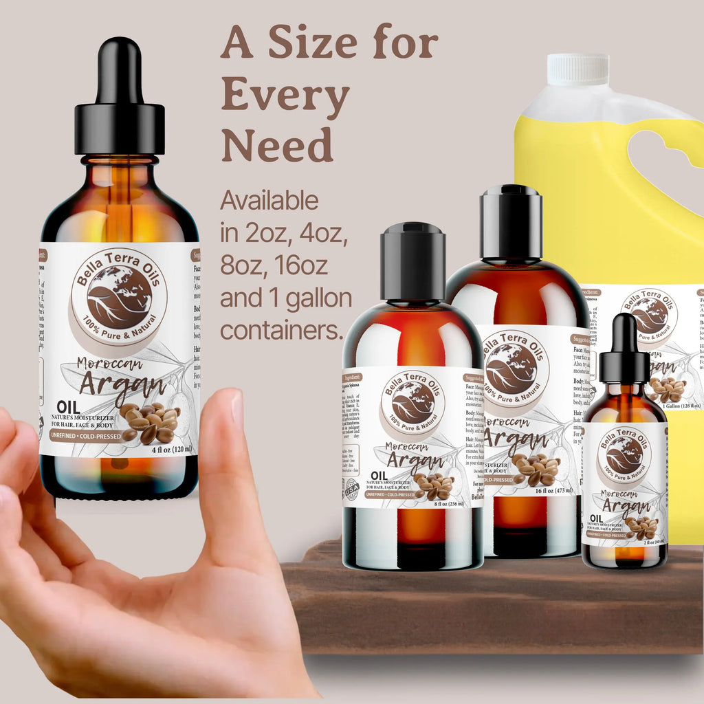 Argan Oil: Natural, Cold-Pressed, Sourced from Moroccan Argan Trees - Bella Terra Oils