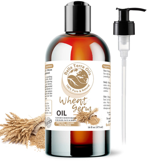 Wheat Germ Oil: Cold-Pressed, Nutrient-Rich, Perfect for Skin and Hair Care - Bella Terra Oils