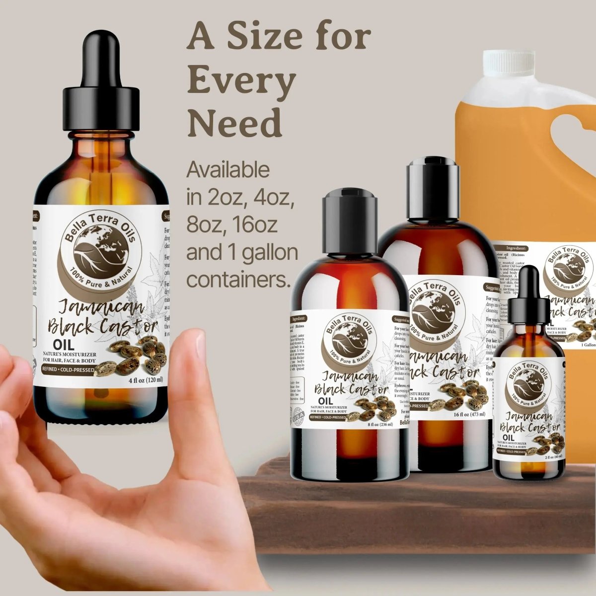Black Castor Oil Gallon - 128oz - Bella Terra Oils