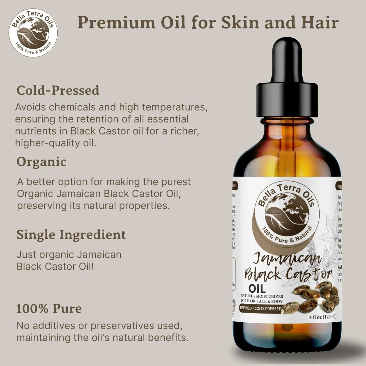 Black Castor Oil Gallon - 128oz - Bella Terra Oils
