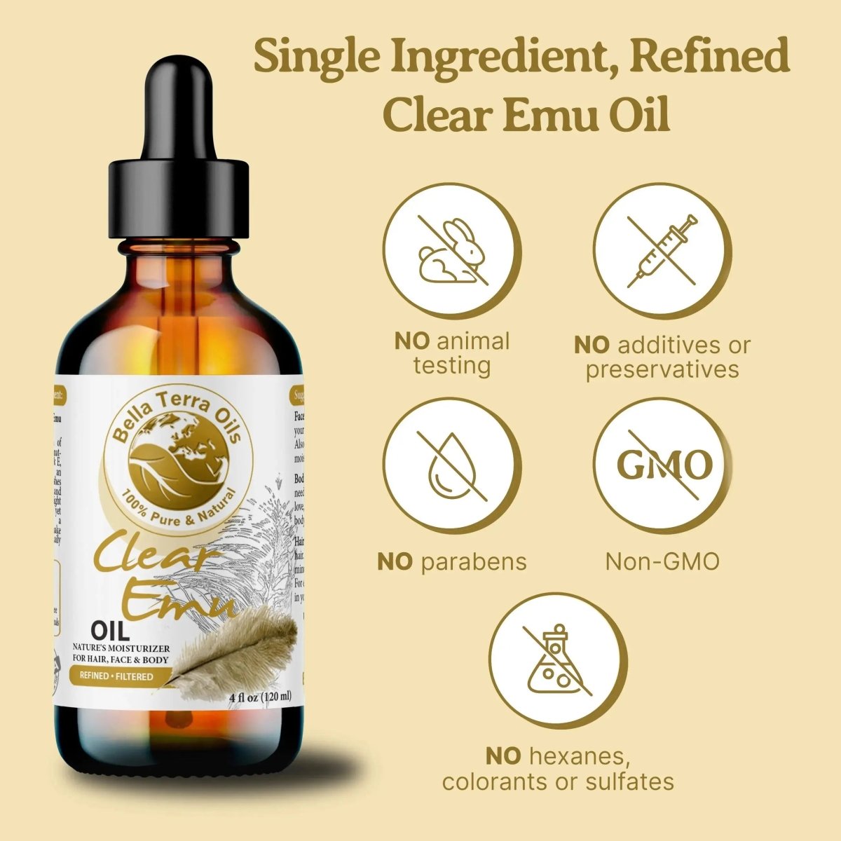 Clear Emu Oil Gallon - 128oz - Bella Terra Oils
