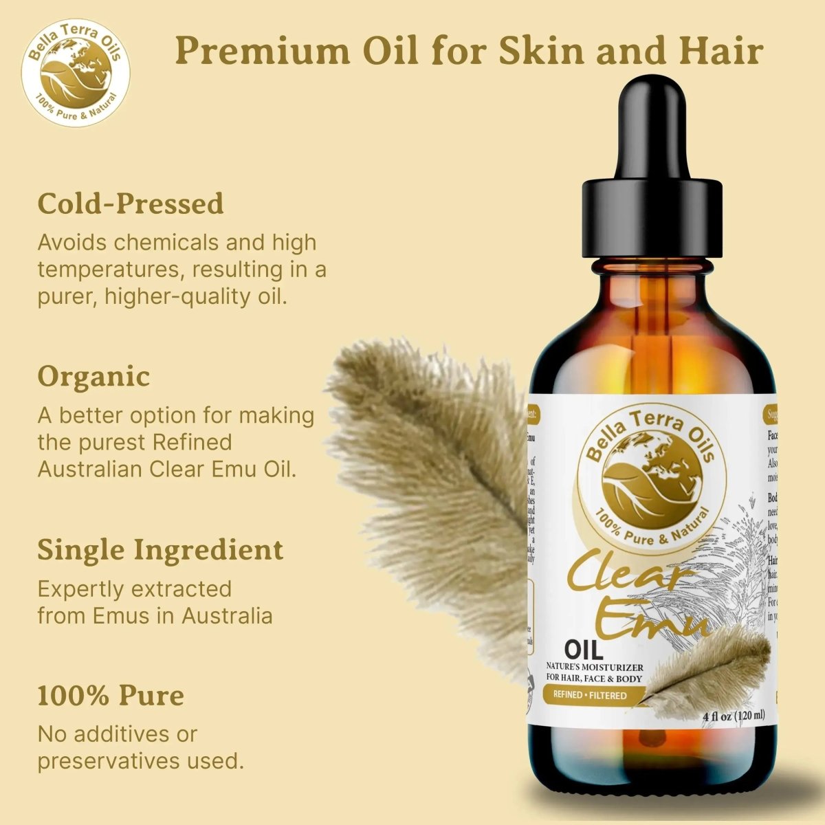 Clear Emu Oil Gallon - 128oz - Bella Terra Oils