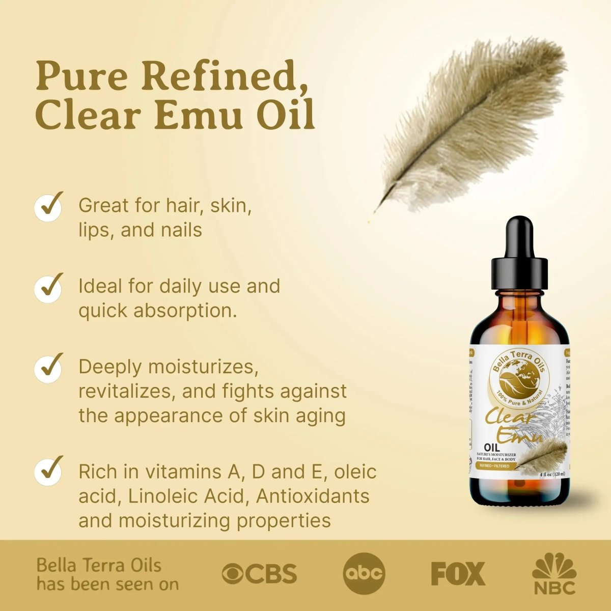 Clear Emu Oil Gallon - 128oz - Bella Terra Oils