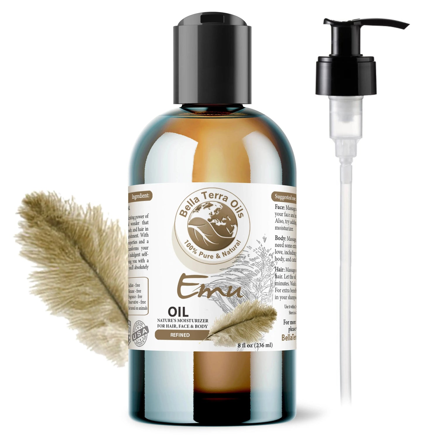 Emu Oil: Natural, Pure, Deeply Penetrating for Skin and Hair Care - Bella Terra Oils