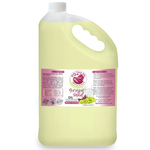 Natural Grape Seed Oil - Wholesale — 1 gallon (128 oz) bottle — Bella Terra Oils