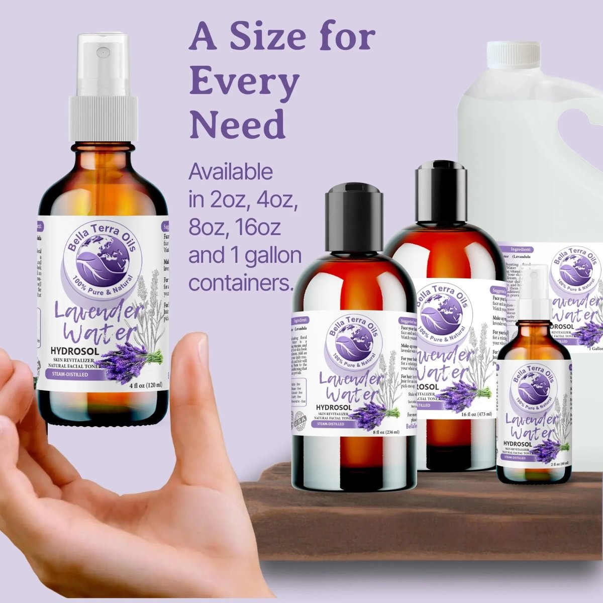 Lavender Water Gallon - 128oz - Bella Terra Oils