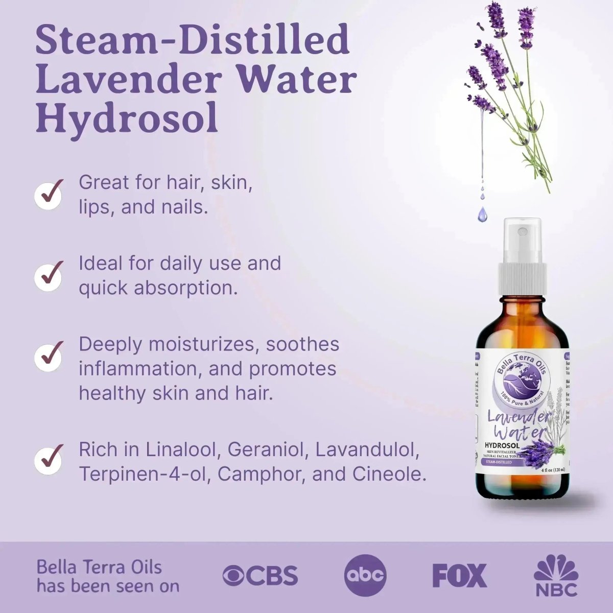 Lavender Water Gallon - 128oz - Bella Terra Oils